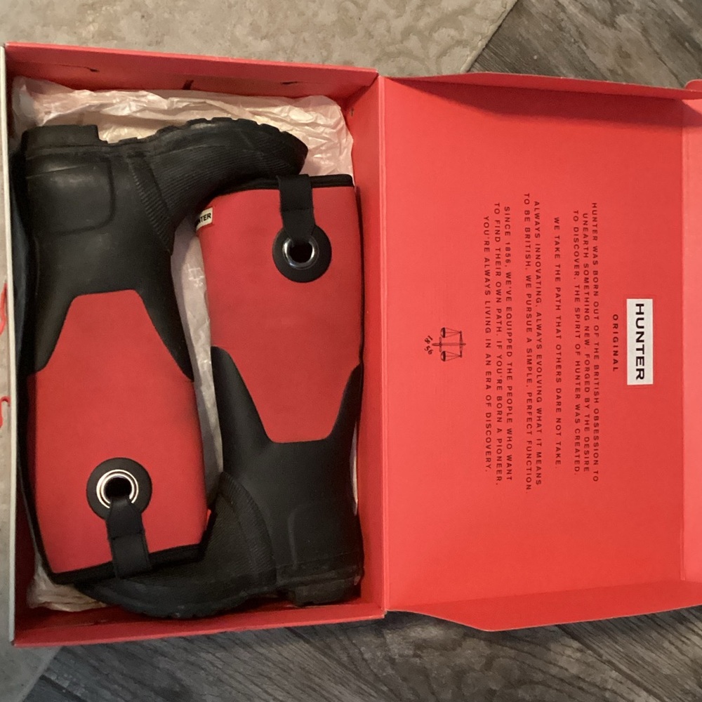 Hunter Red and Black Winter Rain Boots